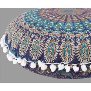 Room Décor Floor Pillow Meditation Boho Outdoor Cushion Cover MandalaBlue 32inch